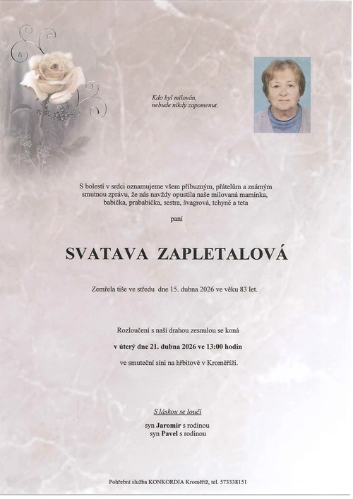 Zapletalová Svatava